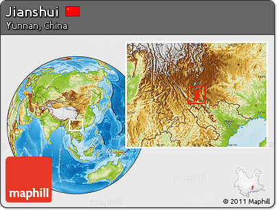 Physical Location Map of Jianshui