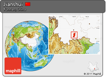Physical Location Map of Jianshui, highlighted country