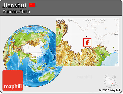 Physical Location Map of Jianshui, highlighted country