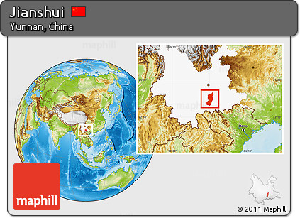 Physical Location Map of Jianshui, highlighted parent region