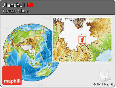 Physical Location Map of Jianshui, highlighted parent region