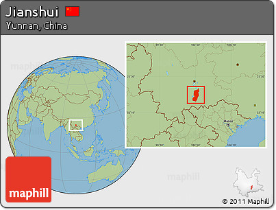 Savanna Style Location Map of Jianshui