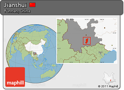 Savanna Style Location Map of Jianshui, highlighted country, highlighted parent region