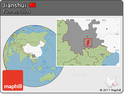 Savanna Style Location Map of Jianshui, highlighted country, highlighted parent region