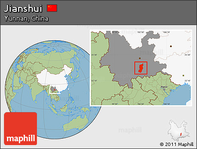Savanna Style Location Map of Jianshui, highlighted country, highlighted parent region