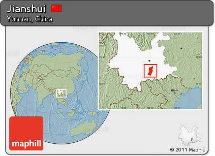 Savanna Style Location Map of Jianshui, highlighted parent region, hill shading