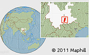 Savanna Style Location Map of Jianshui, highlighted parent region, hill shading