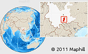 Shaded Relief Location Map of Jianshui, highlighted parent region