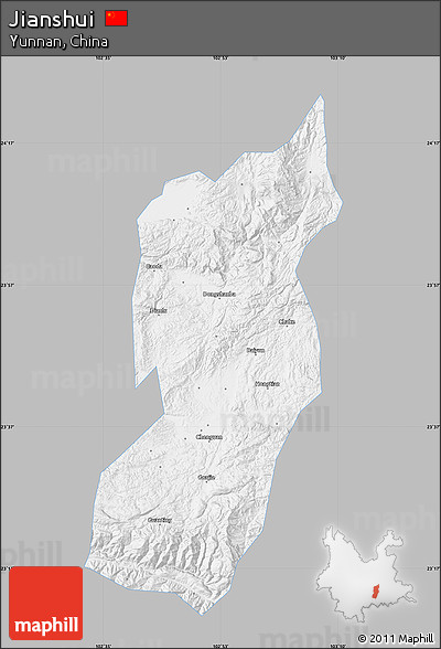 Gray Map of Jianshui, single color outside