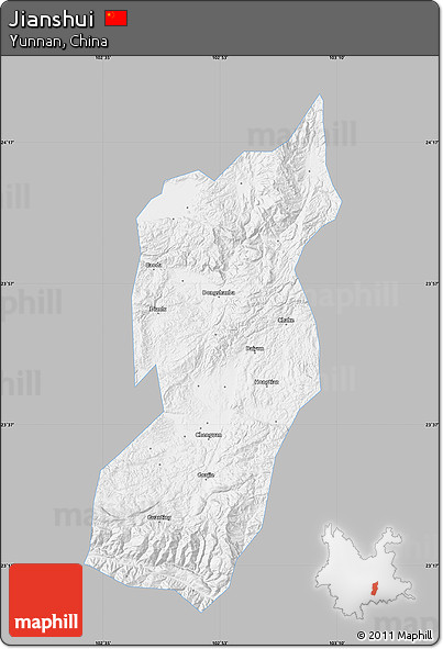 Gray Map of Jianshui, single color outside