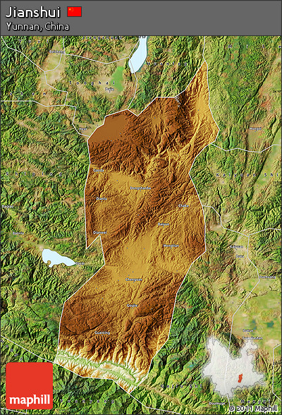 Physical Map of Jianshui, satellite outside