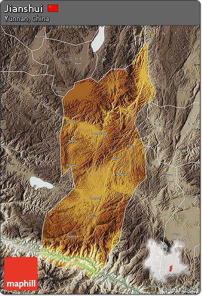 Physical Map of Jianshui, semi-desaturated