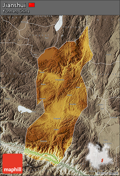 Physical Map of Jianshui, semi-desaturated