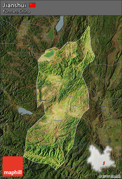 Satellite Map of Jianshui, darken