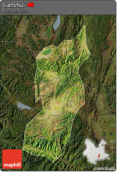 Satellite Map of Jianshui, darken