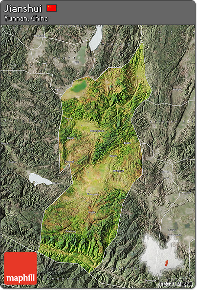 Satellite Map of Jianshui, semi-desaturated