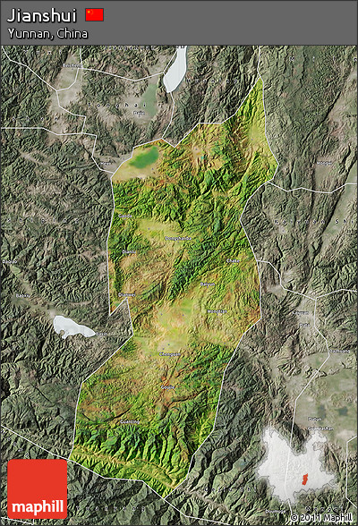 Satellite Map of Jianshui, semi-desaturated