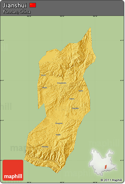 Savanna Style Map of Jianshui, single color outside