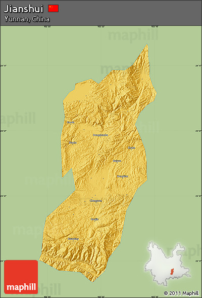 Savanna Style Map of Jianshui, single color outside