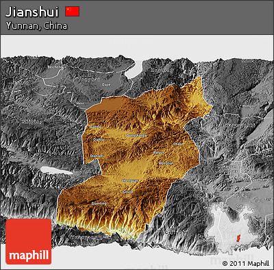 Physical Panoramic Map of Jianshui, desaturated