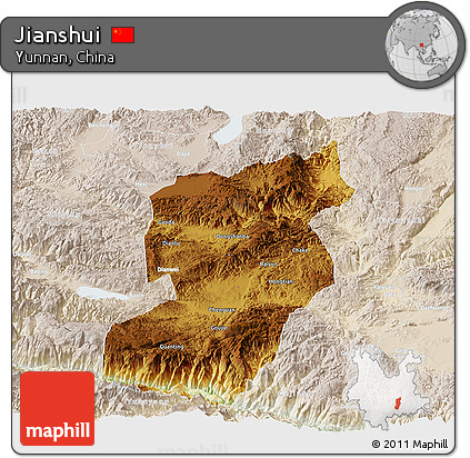 Physical Panoramic Map of Jianshui, lighten
