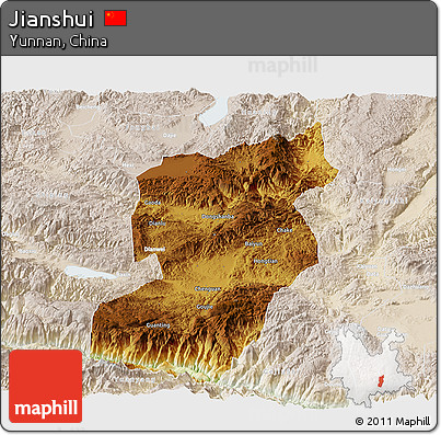 Physical Panoramic Map of Jianshui, lighten