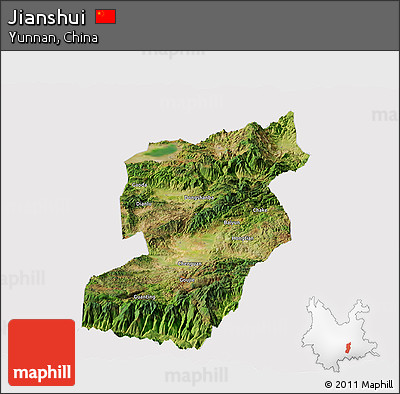 Satellite Panoramic Map of Jianshui, cropped outside
