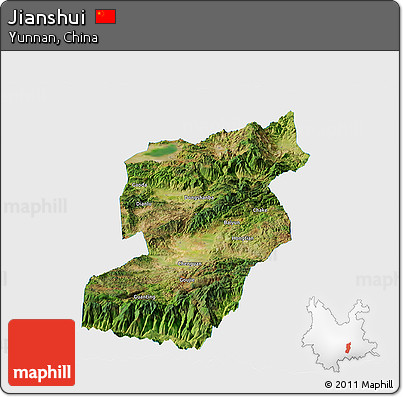 Satellite Panoramic Map of Jianshui, single color outside