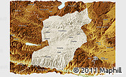 Shaded Relief Panoramic Map of Jianshui, physical outside