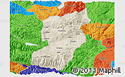 Shaded Relief Panoramic Map of Jianshui, political outside