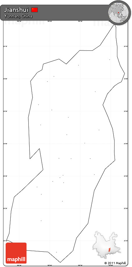 Blank Simple Map of Jianshui, cropped outside, no labels