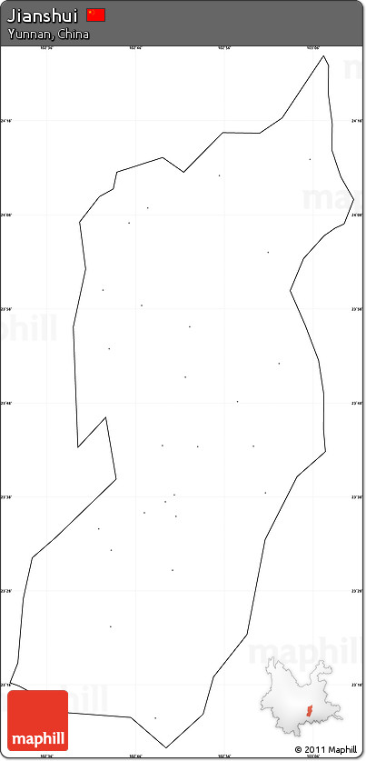 Blank Simple Map of Jianshui, cropped outside, no labels