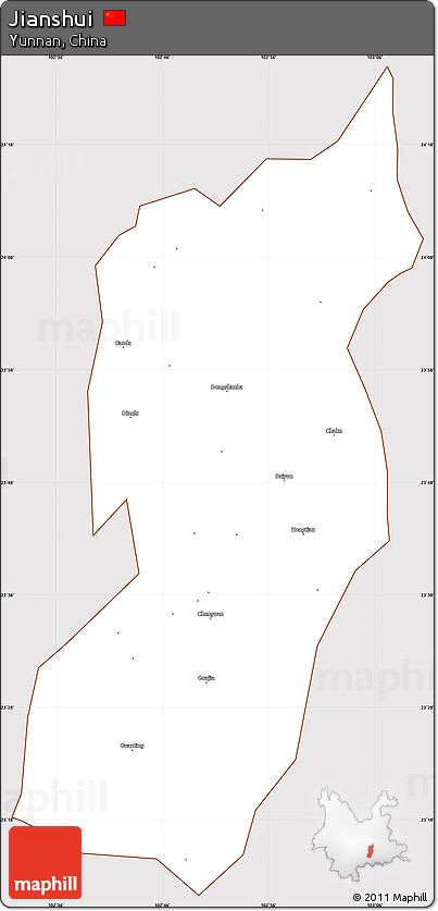 Classic Style Simple Map of Jianshui, cropped outside