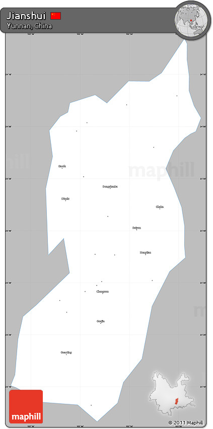 Gray Simple Map of Jianshui, single color outside