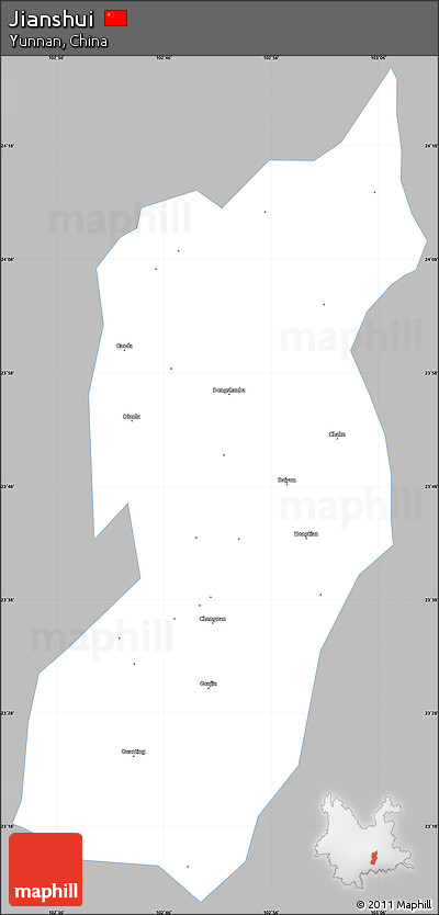 Gray Simple Map of Jianshui, single color outside