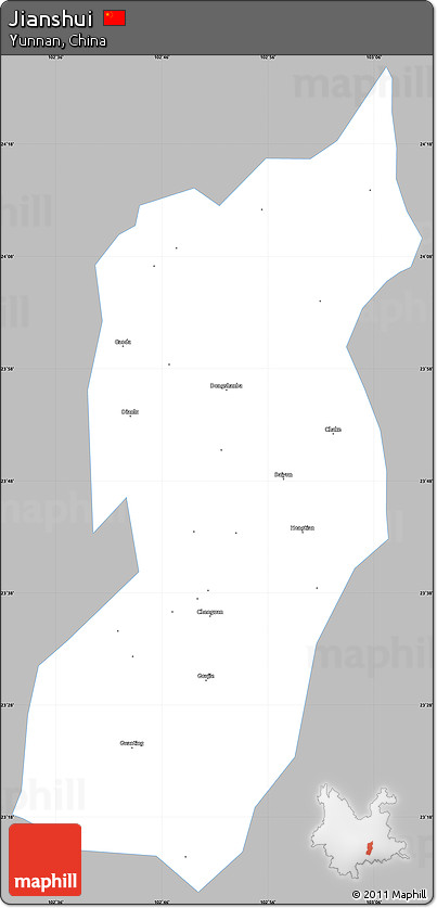 Gray Simple Map of Jianshui, single color outside