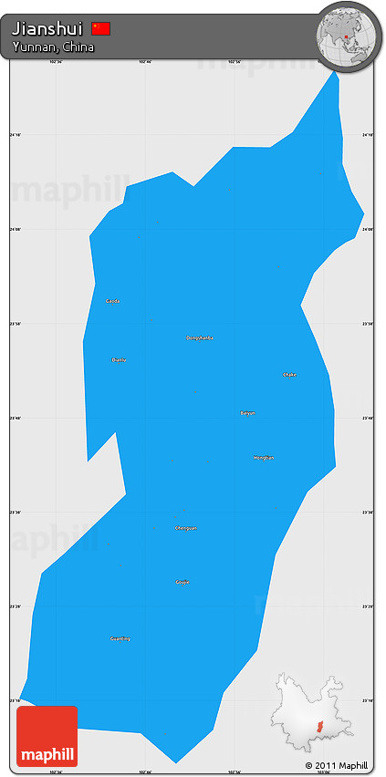 Political Simple Map of Jianshui, single color outside