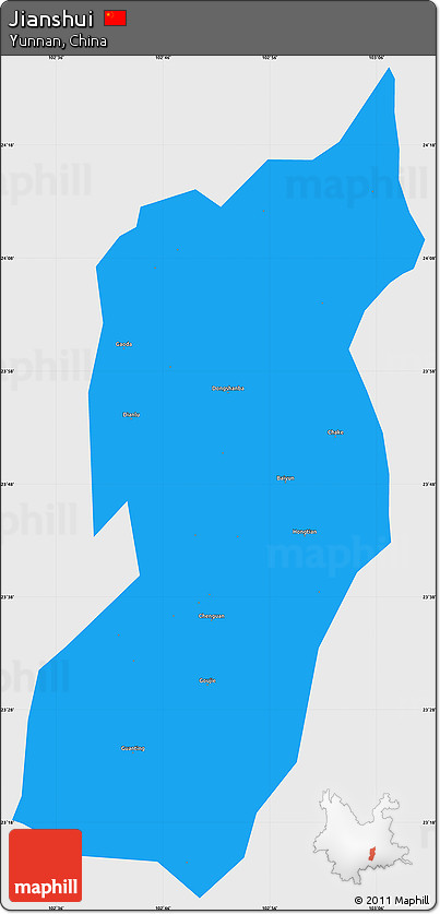 Political Simple Map of Jianshui, single color outside
