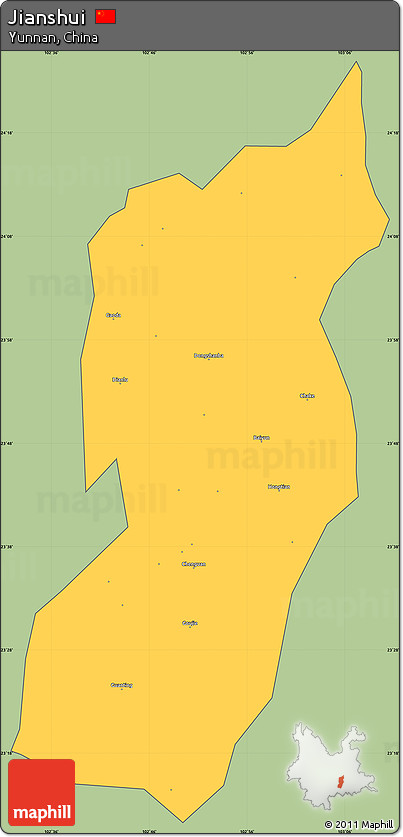 Savanna Style Simple Map of Jianshui, cropped outside
