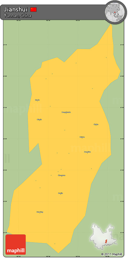 Savanna Style Simple Map of Jianshui, single color outside
