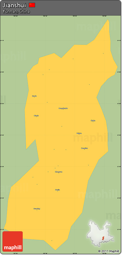 Savanna Style Simple Map of Jianshui, single color outside