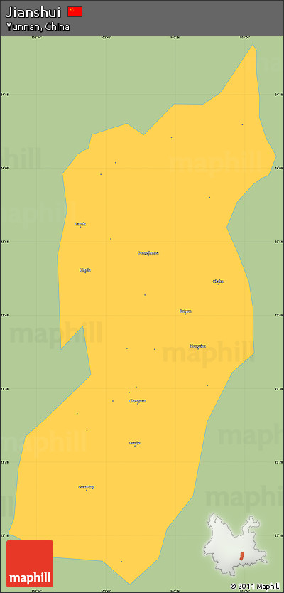 Savanna Style Simple Map of Jianshui, single color outside