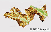 Physical 3D Map of Jinping, cropped outside
