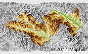 Physical 3D Map of Jinping, lighten, desaturated