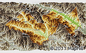 Physical 3D Map of Jinping, semi-desaturated