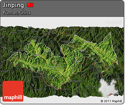 Satellite 3D Map of Jinping, darken