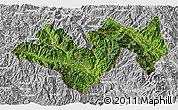 Satellite 3D Map of Jinping, lighten, desaturated