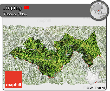Satellite 3D Map of Jinping, lighten