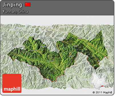 Satellite 3D Map of Jinping, lighten