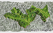 Satellite 3D Map of Jinping, lighten, semi-desaturated